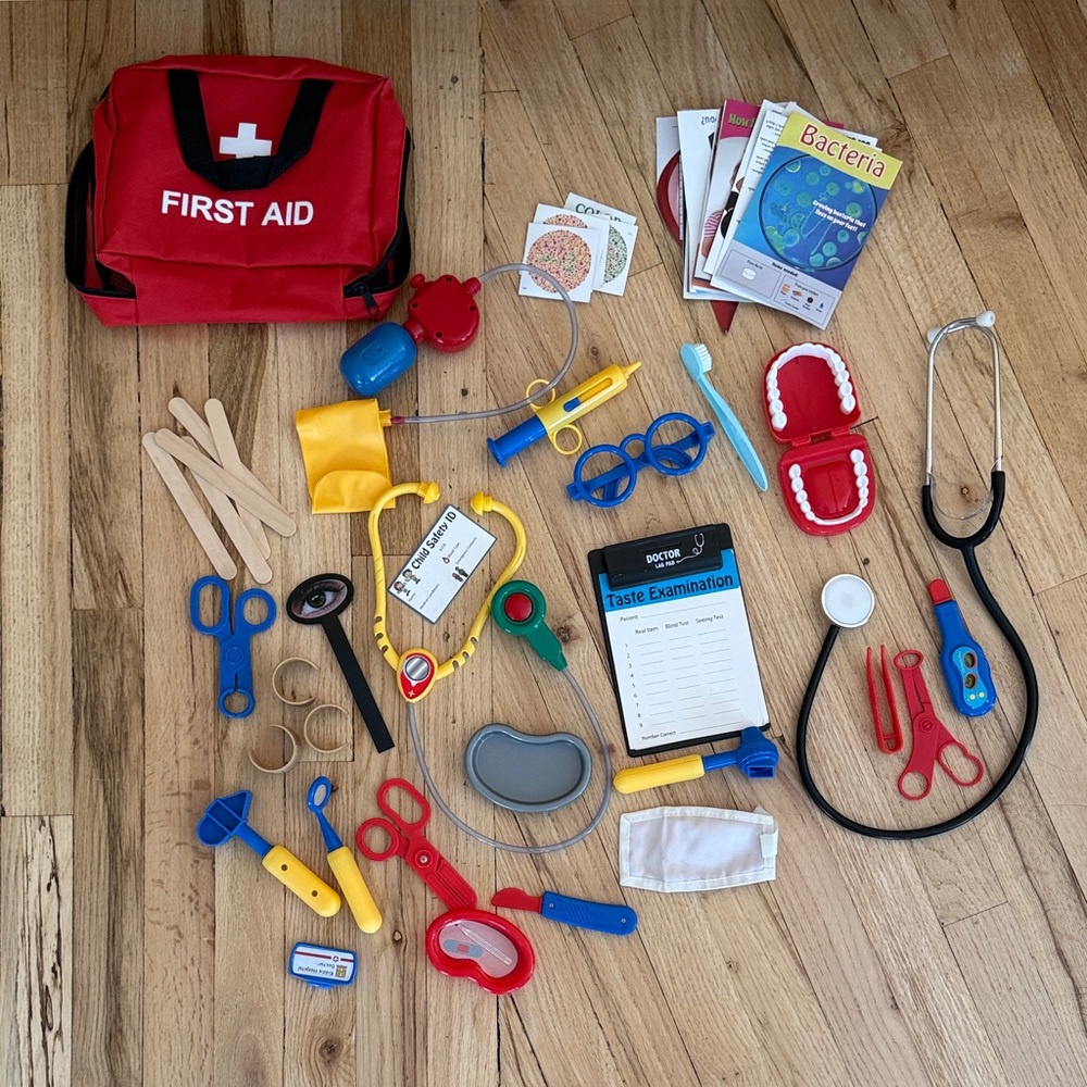 Red First Aid Kit with Medical Toys